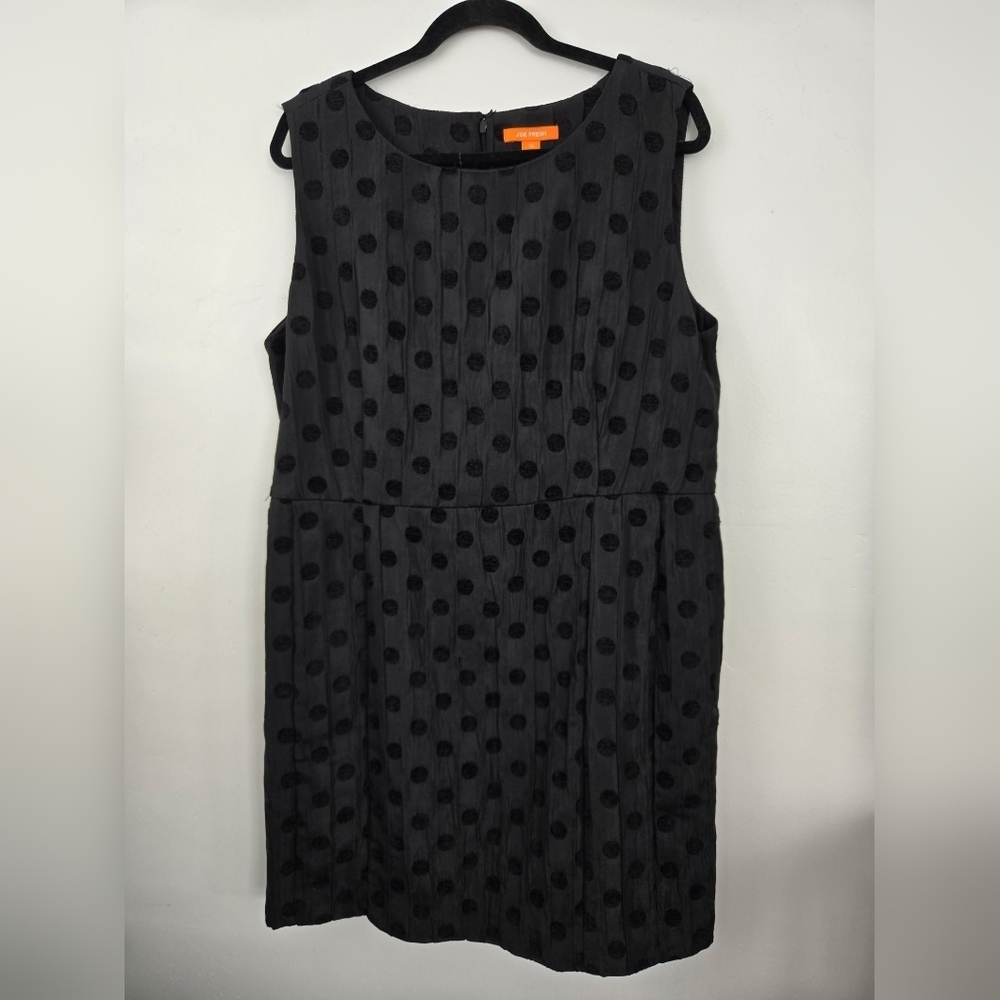 Joe Fresh Black sleeveless polka dot textured career dress. Size 16. New.